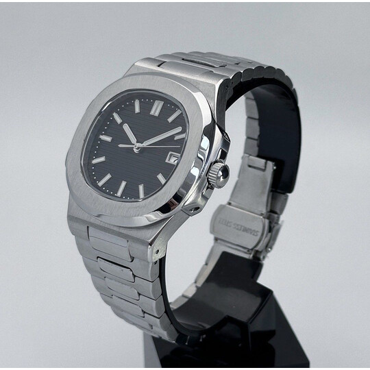 Custom Seiko Mod • No Logo Black Nautilus • 40mm